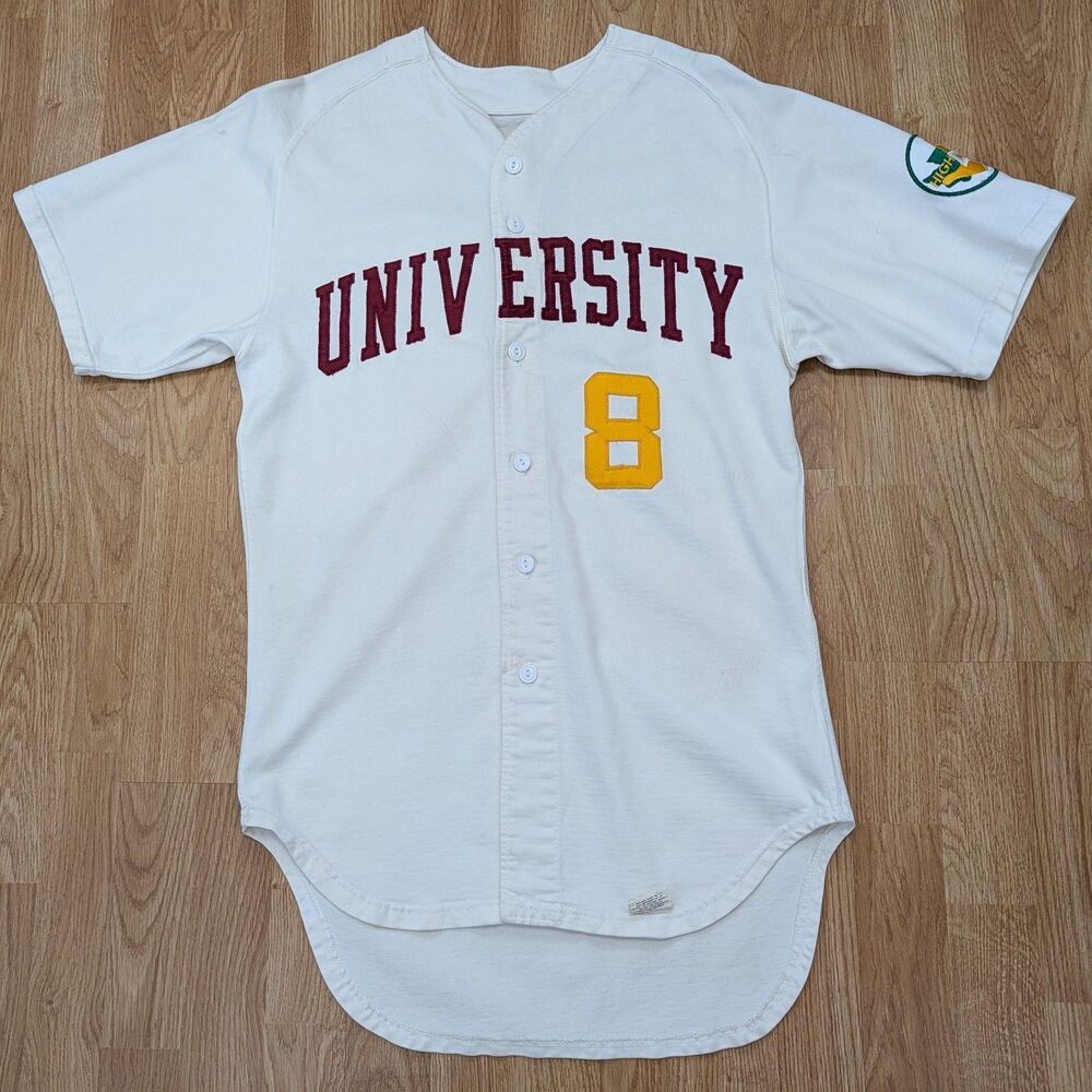 Vintage Powers Mfg Baseball Jersey 40 Washington High 5 Patch University 8